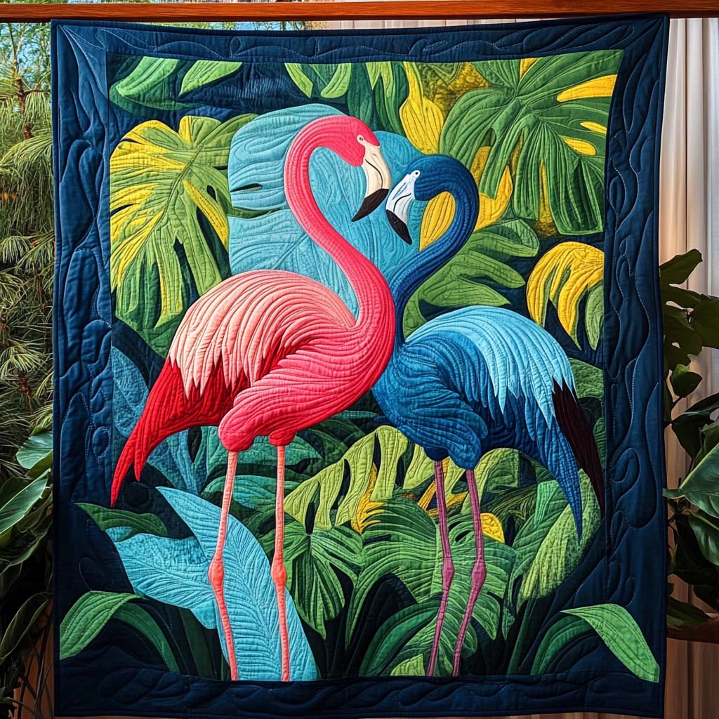 Vibrant Flamingo Quilted Blanket - Throw (55" x 60")