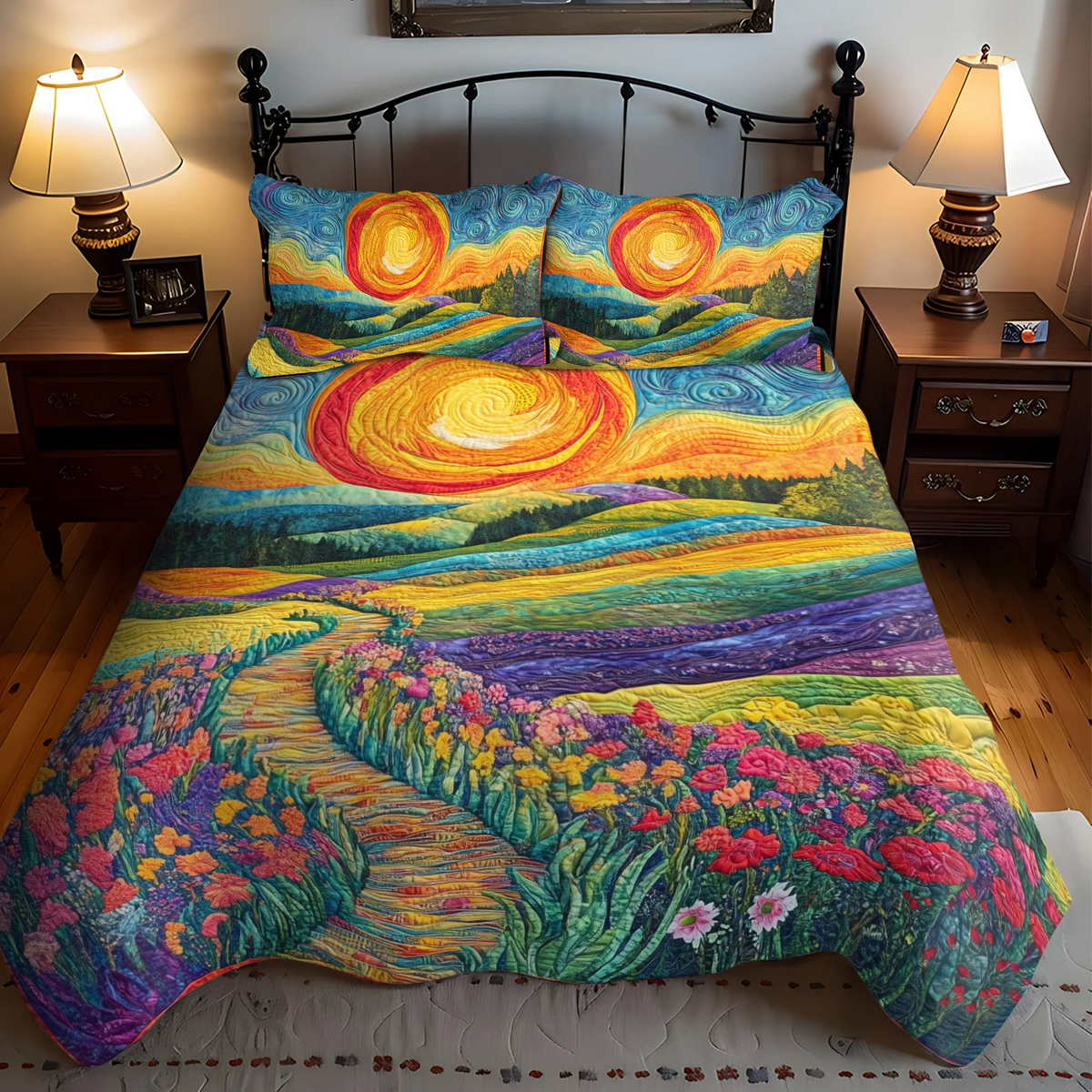 Single (59'' x 70'') /Radiant Rays 3-Piece Quilted Bedding Set