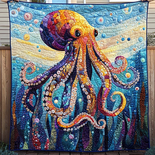 Vibrant Octopus Quilted Blanket - Throw (55" x 60")
