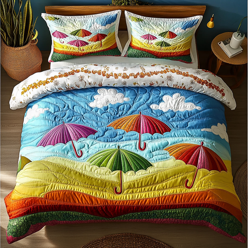 Vibrant Parasol 3-Piece Quilted Bedding Set - Single (59" x 70")