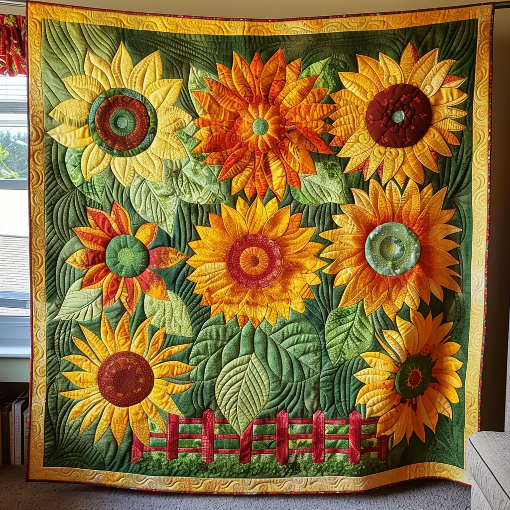 Vibrant Sunflowers Quilted Blanket - Throw (55" x 60")