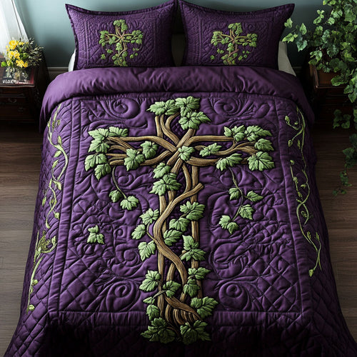 Vine Cross 3-Piece Quilted Bedding Set - Single (59" x 70")
