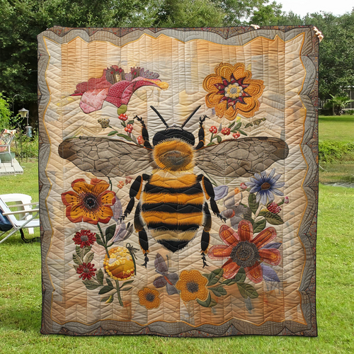 Vintage Bee Quilted Blanket - Throw (55" x 60")
