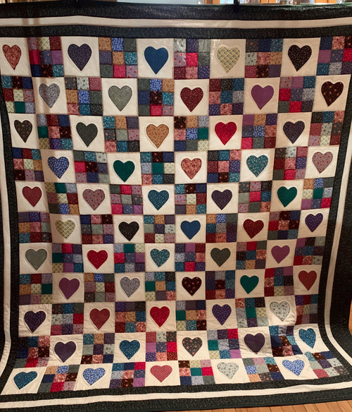 Vintage Floral Heart Quilted Blanket - Throw (55" x 60")