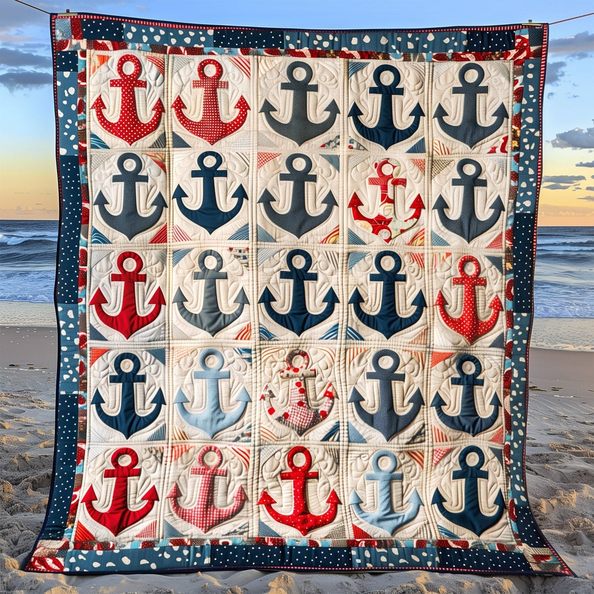 Vintage Anchors Quilted Blanket - Throw (55" x 60")