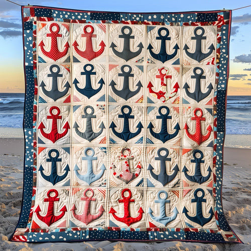 Vintage Anchors Quilted Blanket - Throw (55" x 60")