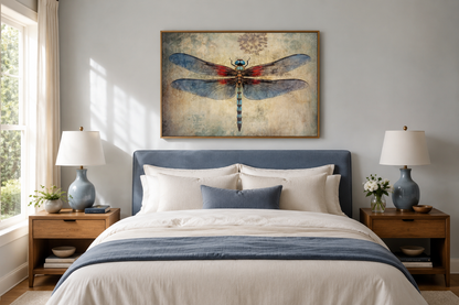 Dragonfly Vintage Rustic Framed Canvas Wall Art