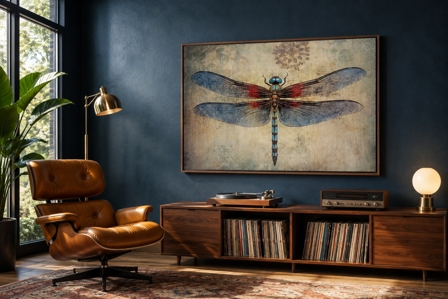Dragonfly Vintage Rustic Framed Canvas Wall Art