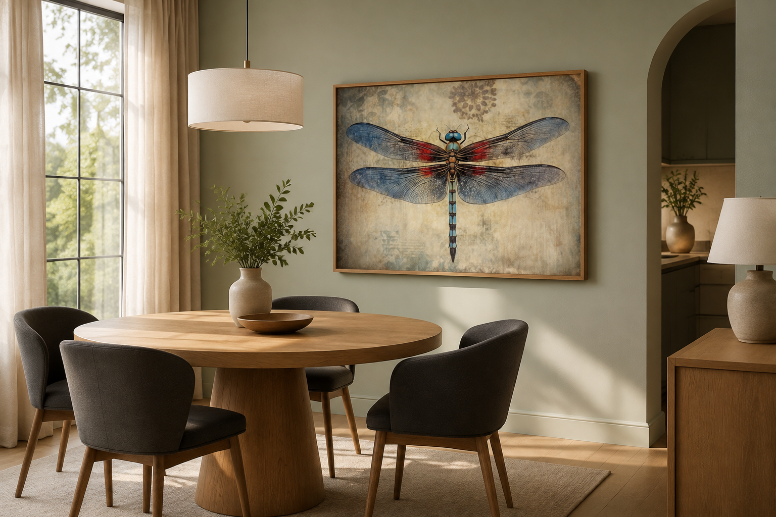 Dragonfly Vintage Rustic Framed Canvas Wall Art