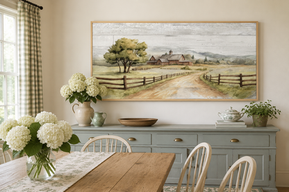 Rustic Old Barn On The Farm Landscape Painting On Wood Canvas Wall Decor