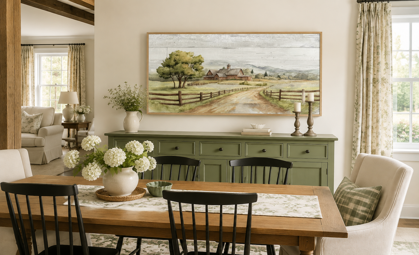 Rustic Old Barn On The Farm Landscape Painting On Wood Canvas Wall Decor