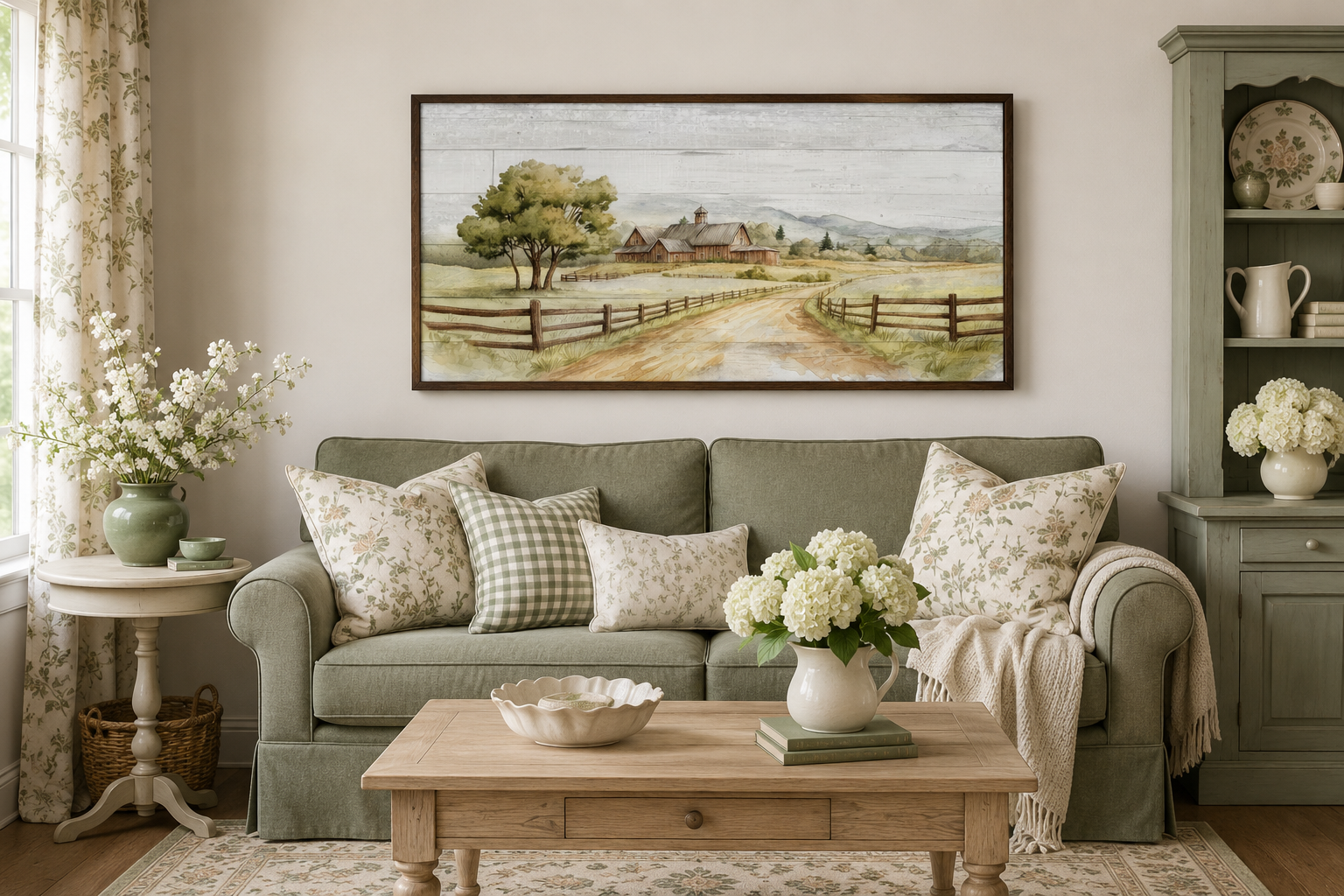 Rustic Old Barn On The Farm Landscape Painting On Wood Canvas Wall Decor