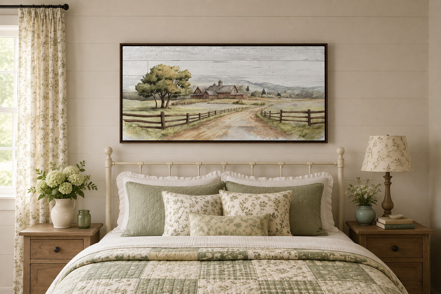 Rustic Old Barn On The Farm Landscape Painting On Wood Canvas Wall Decor