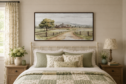 Rustic Old Barn On The Farm Landscape Painting On Wood Canvas Wall Decor