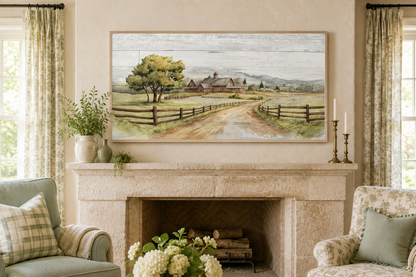 Rustic Old Barn On The Farm Landscape Painting On Wood Canvas Wall Decor