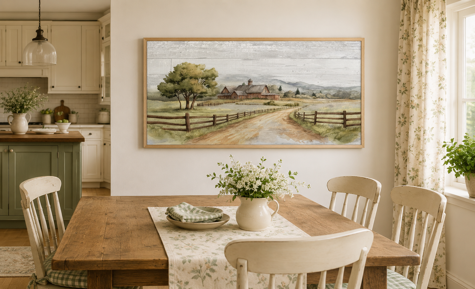 Rustic Old Barn On The Farm Landscape Painting On Wood Canvas Wall Decor