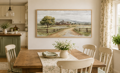 Rustic Old Barn On The Farm Landscape Painting On Wood Canvas Wall Decor