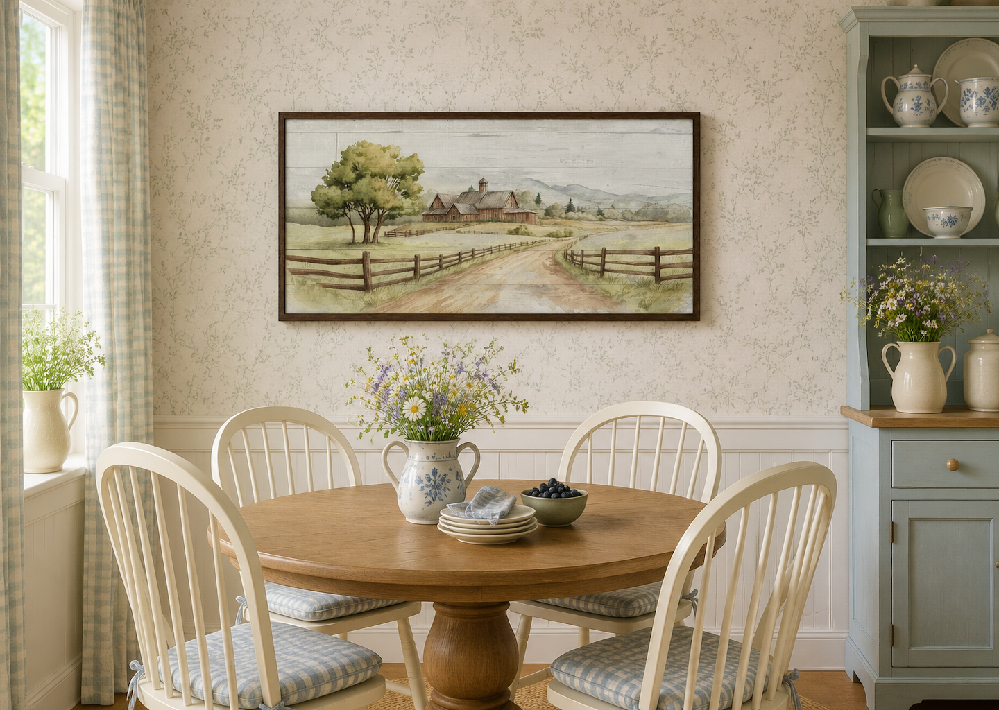 Rustic Old Barn On The Farm Landscape Painting On Wood Canvas Wall Decor