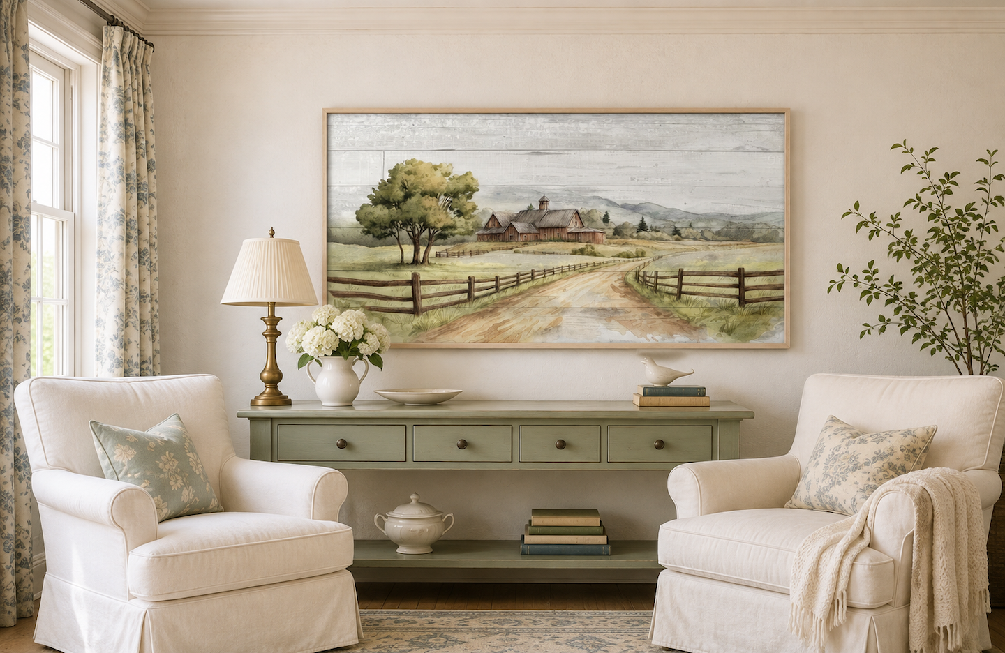 Rustic Old Barn On The Farm Landscape Painting On Wood Canvas Wall Decor