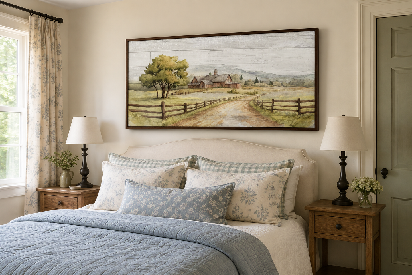 Rustic Old Barn On The Farm Landscape Painting On Wood Canvas Wall Decor