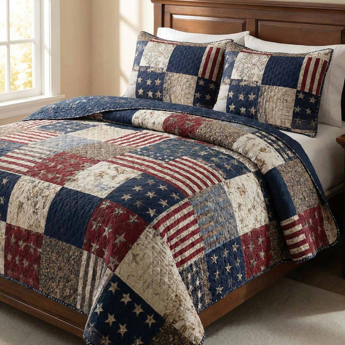 Vintage Patch 3-Piece Quilted Bedding Set - Single (59" x 70")