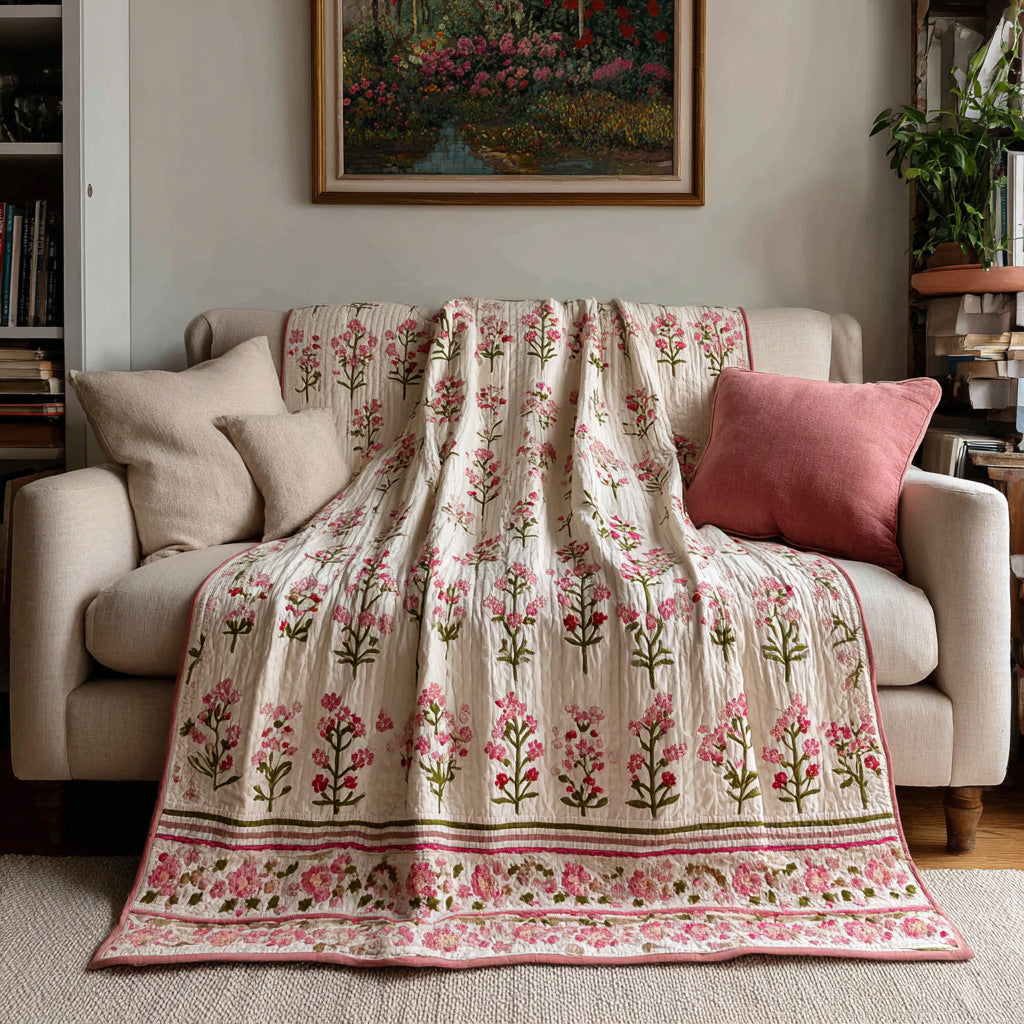 Vintage Rose Stripe Quilted Blanket - Baby (30" x 40") - Pack 1
