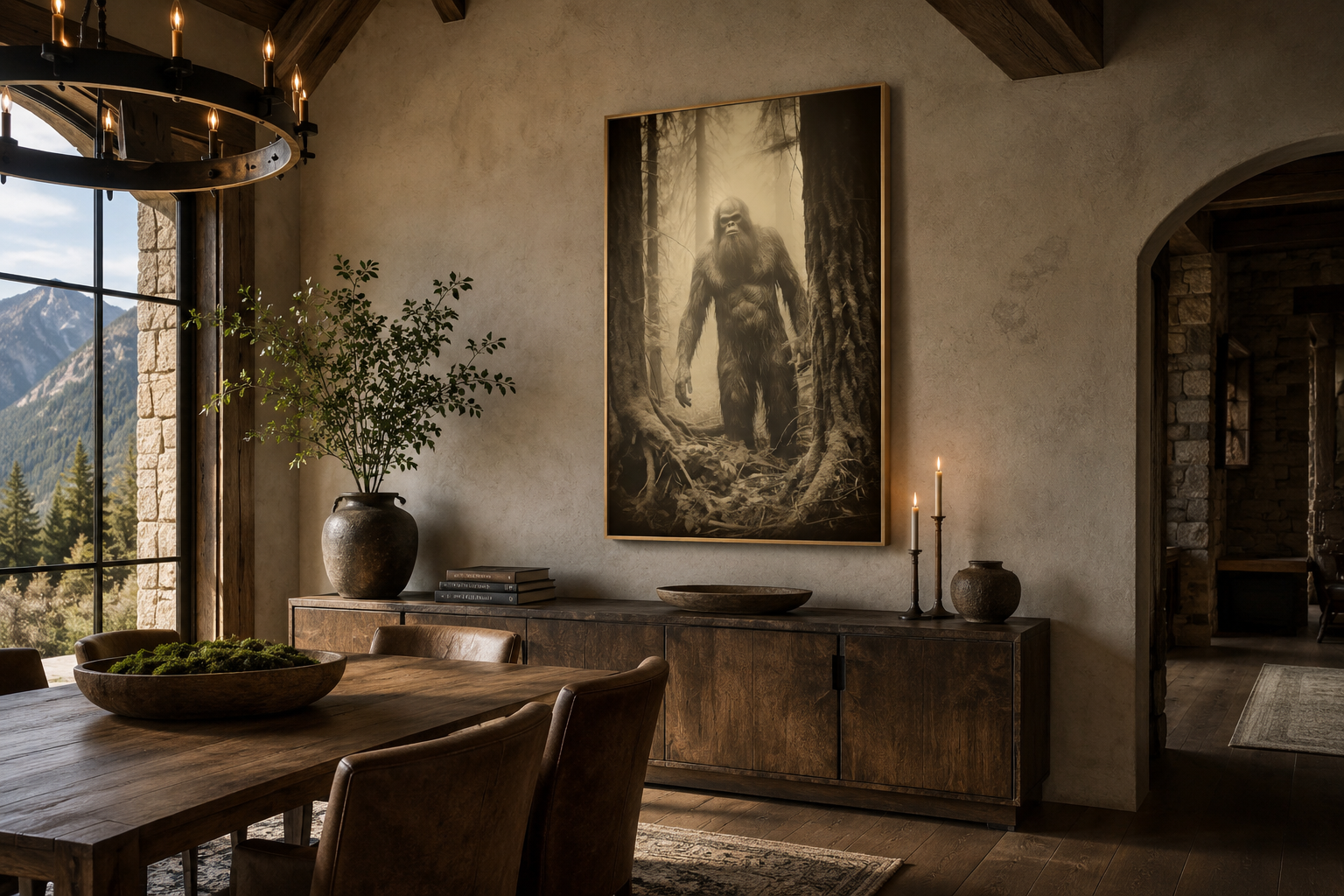 Bigfoot Realistic Photograph Framed Canvas Wall Art For Man Cave Decor