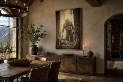 Bigfoot Realistic Photograph Framed Canvas Wall Art For Man Cave Decor