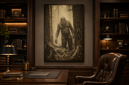 Bigfoot Realistic Photograph Framed Canvas Wall Art For Man Cave Decor