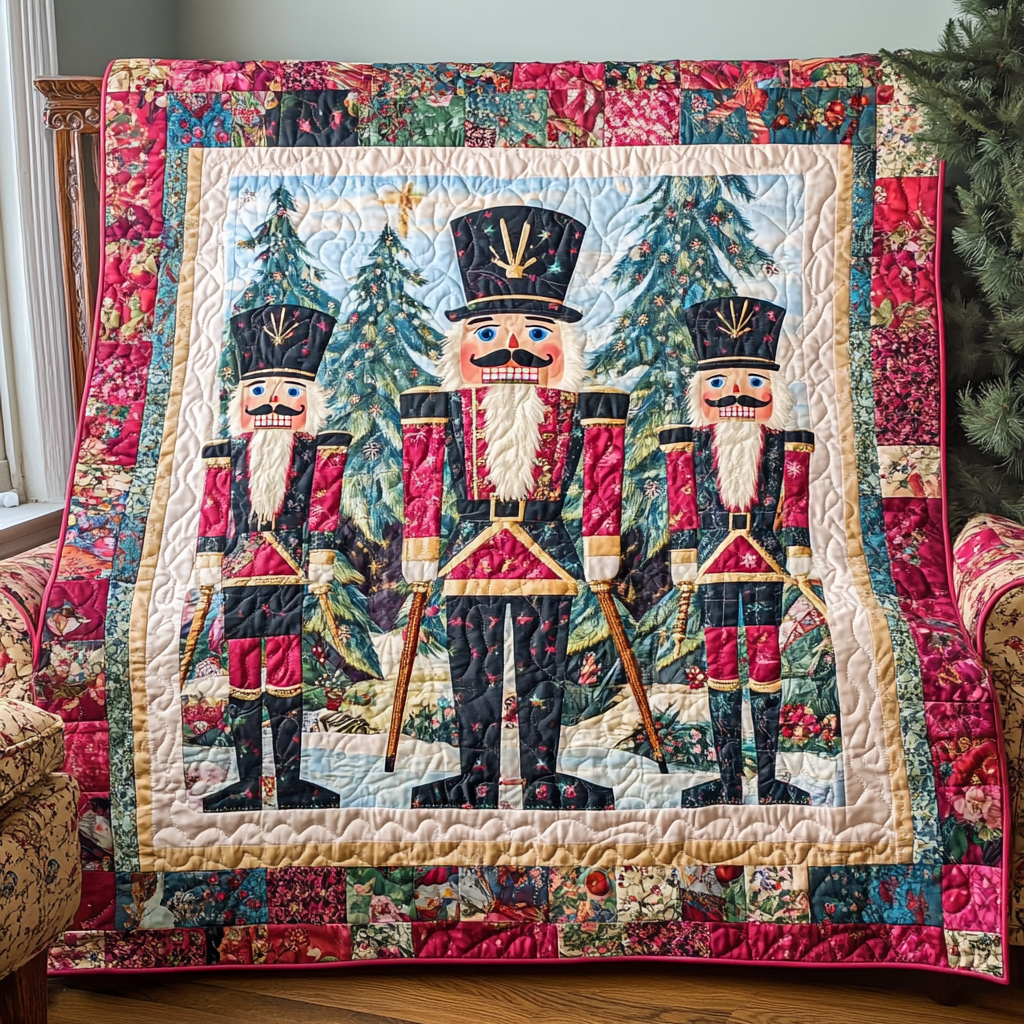 Vintage Toy Soldiers Quilted Blanket - Throw (55" x 60")