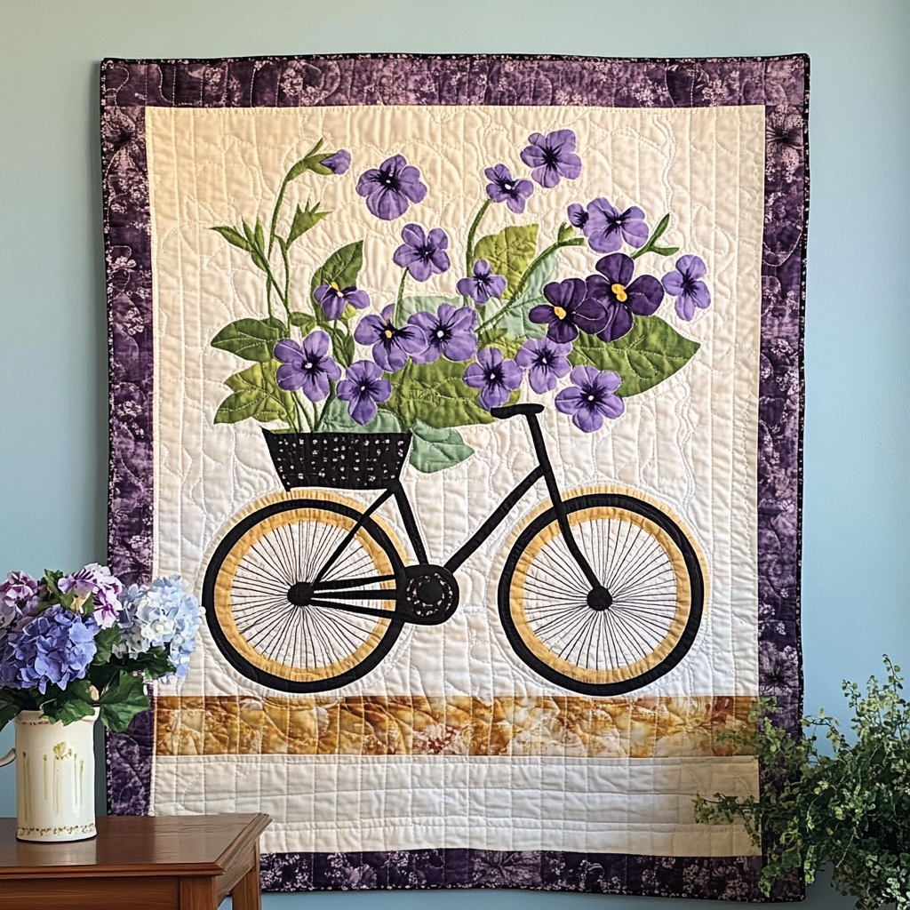 Vintage Wheels Art Quilt Hanging - Baby (30" x 40")