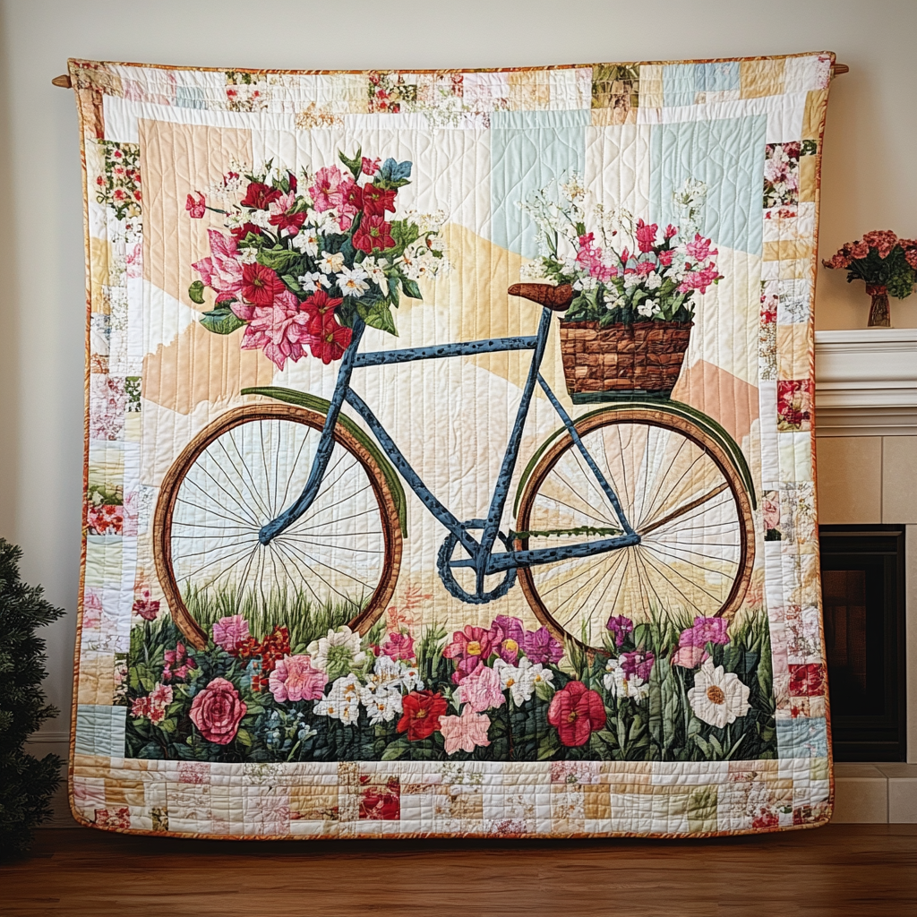 Vintage Wheels Art Quilt Hanging - Baby (30" x 40")