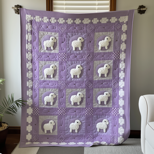 Violet Dream Sheep Quilted Blanket - Throw (55" x 60")