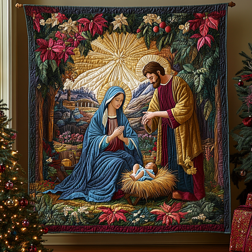 Virgin Mother And Child Quilted Blanket - Throw (55" x 60")