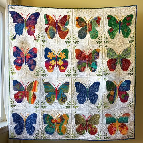 Vivid Butterflies Quilted Blanket - Throw (55" x 60")