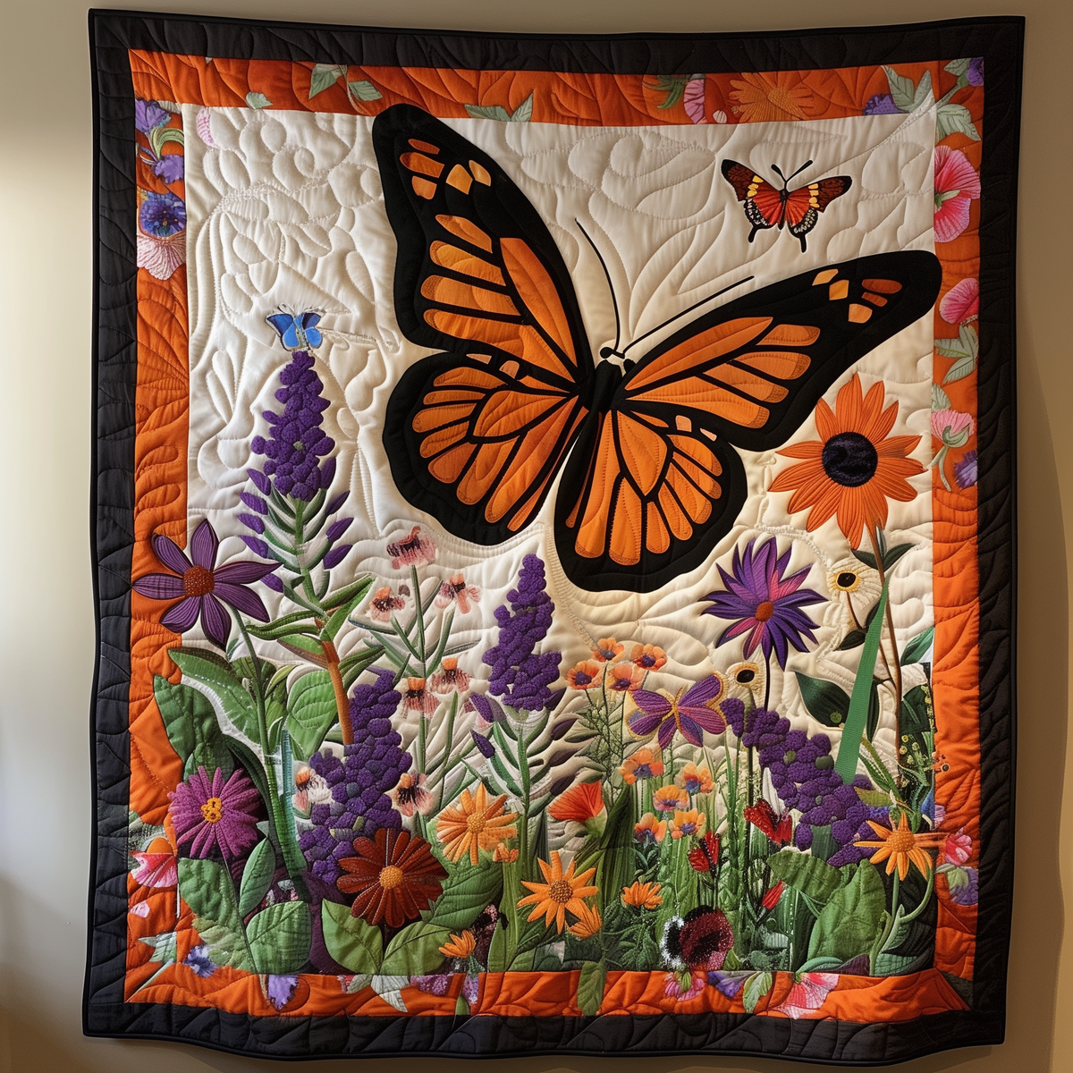 Vivid Monarch Butterflies Quilted Blanket - Throw (55" x 60")