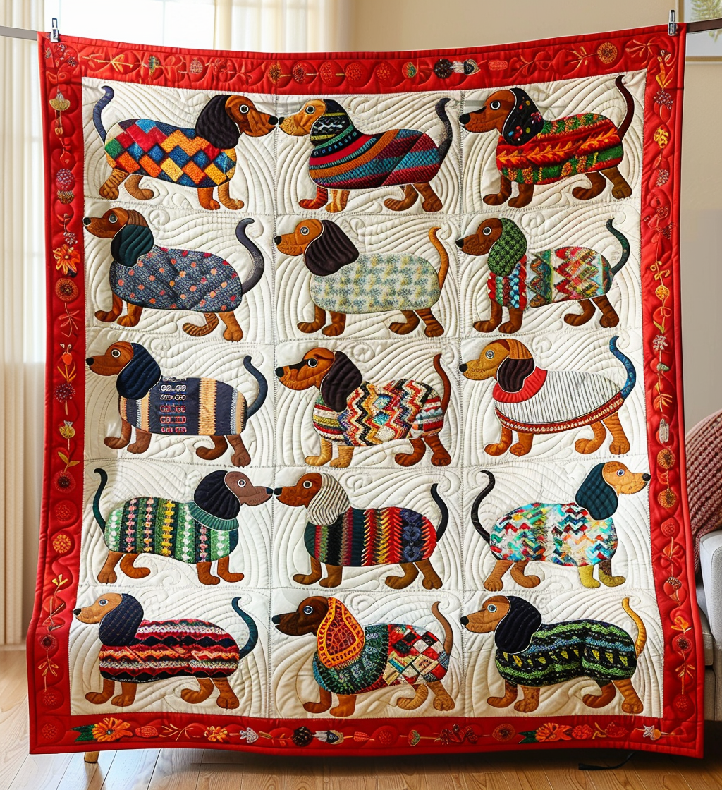 Wagging Tails Quilted Blanket - Throw (55" x 60")