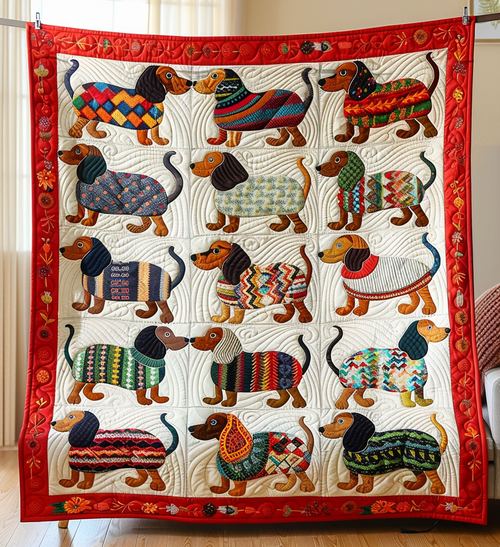 Wagging Tails Quilted Blanket - Throw (55" x 60")