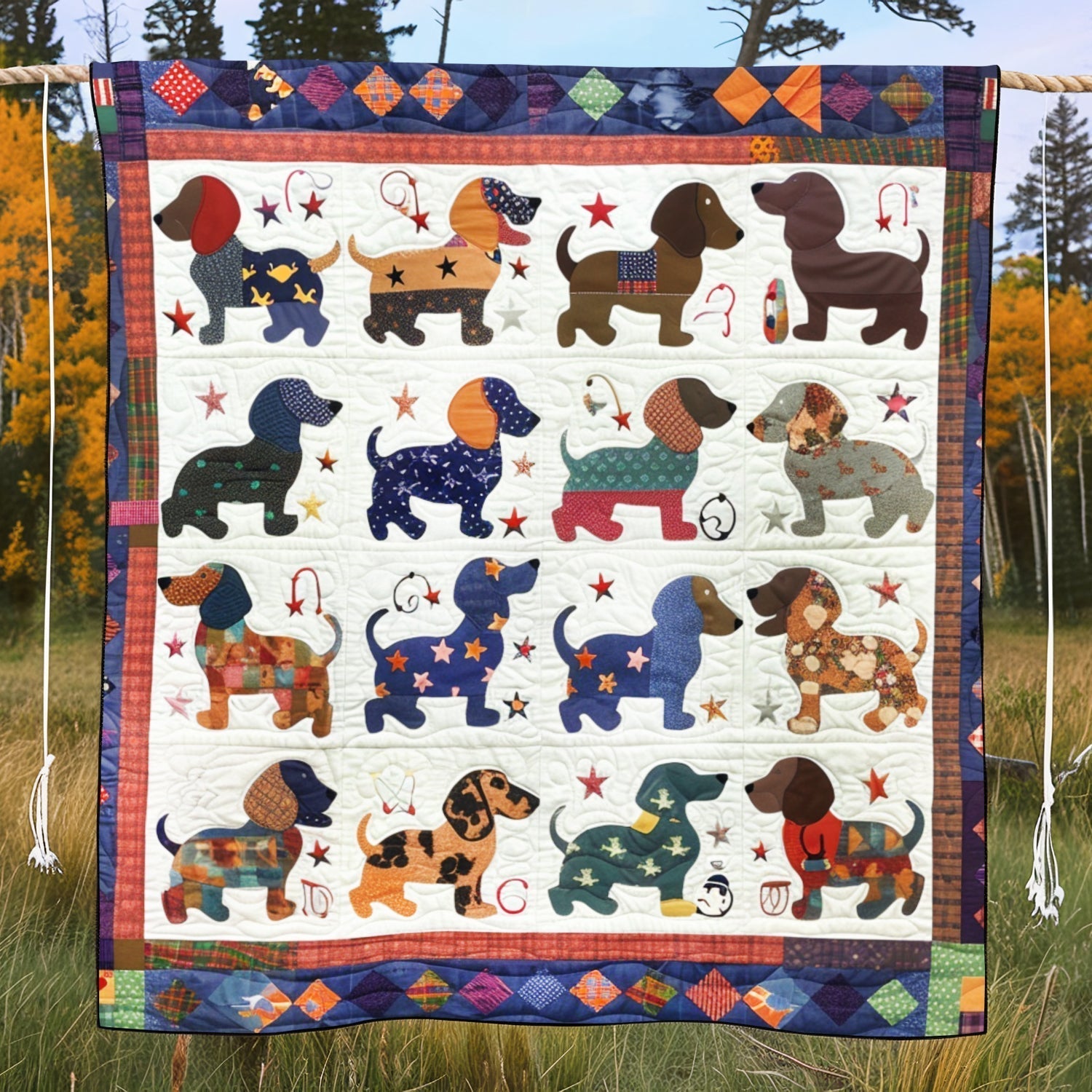 Wagging Tails Quilted Blanket - Throw (55" x 60")