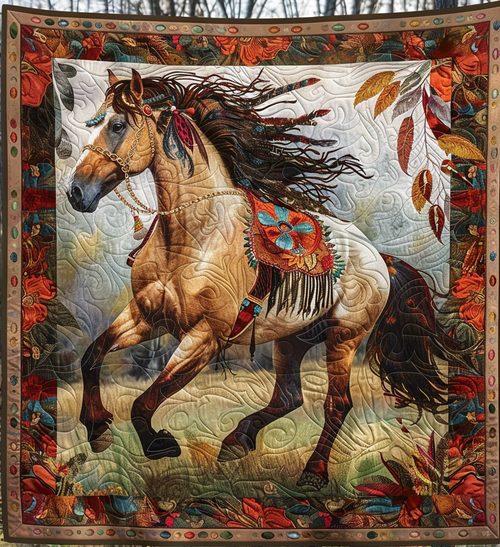 War Horse Gallop Quilted Blanket - Throw (55" x 60")