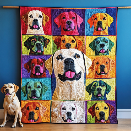 Warm And Fuzzy Labrador Quilted Blanket - Throw (55" x 60")