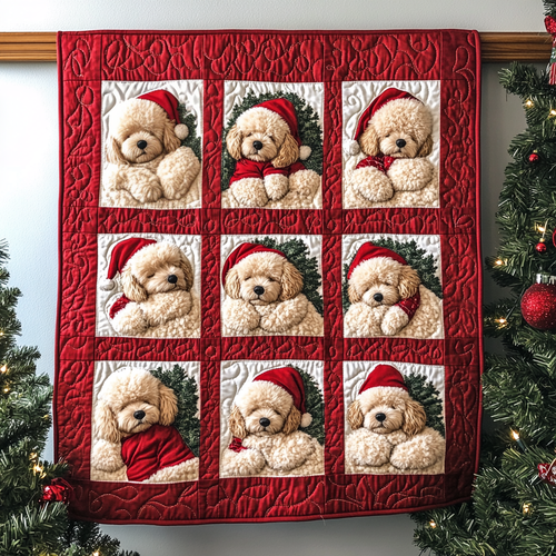 Warm Poodle Hugs Quilted Blanket - Throw (55" x 60")