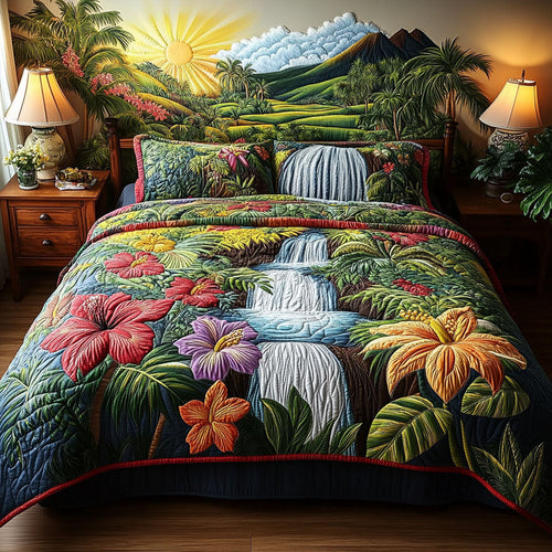 Waterfall Escape 3-Piece Quilted Bedding Set - Single (59" x 70")