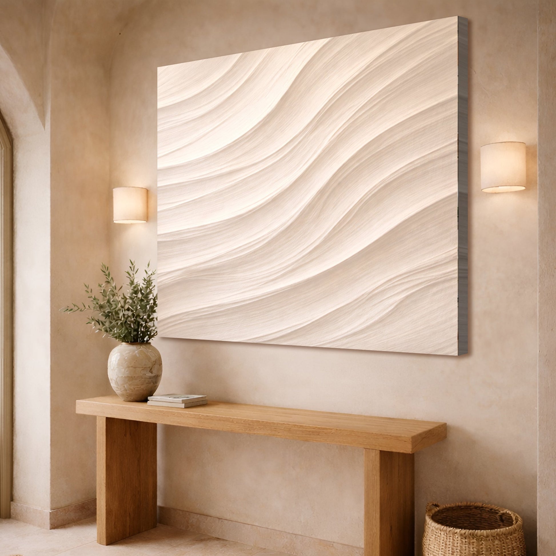 Wave Plaster — White Flowing Ridges