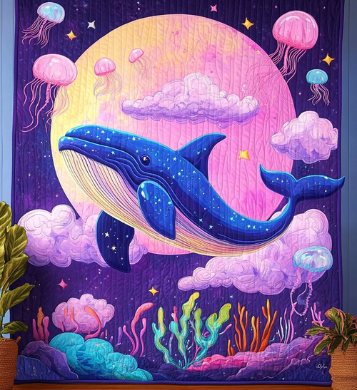Whale Imaginary Quilted Blanket - Throw (55" x 60")