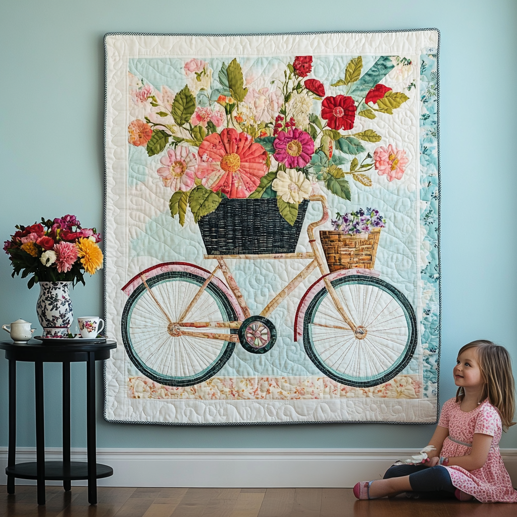 Wheels of Roses Art Quilt Hanging - Baby (30" x 40")