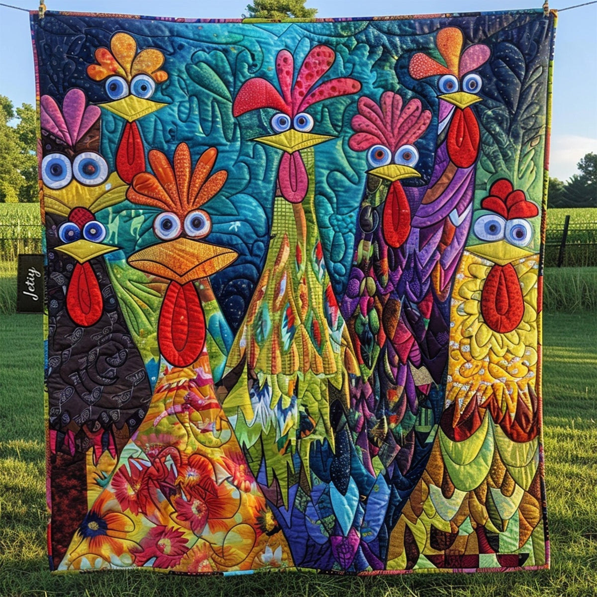 Throw (55'' x 60'') /Whimsical Chickens Quilted Blanket