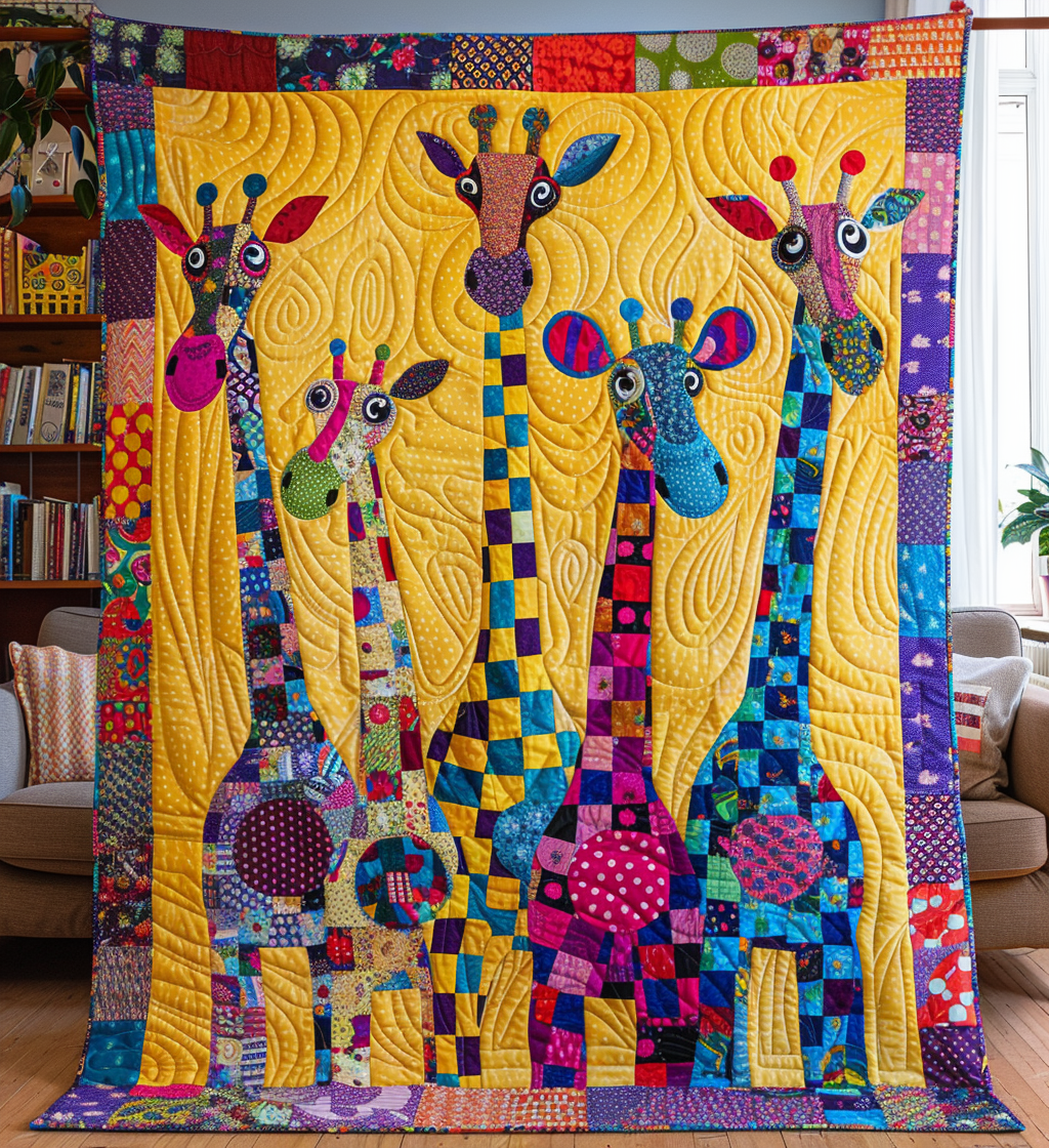 Whimsical Giraffe Wonderland Quilted Blanket - Throw (55" x 60")