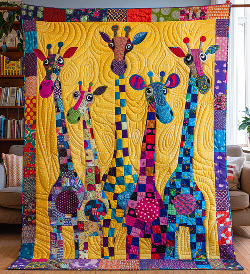 Whimsical Giraffe Wonderland Quilted Blanket - Throw (55" x 60")