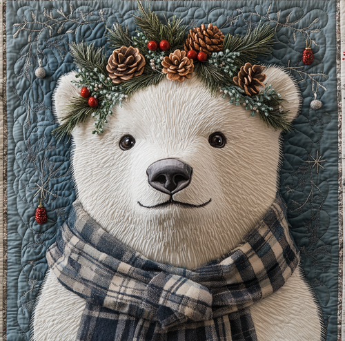 Whimsical Polar Bear Quilted Blanket - Throw (55" x 60")